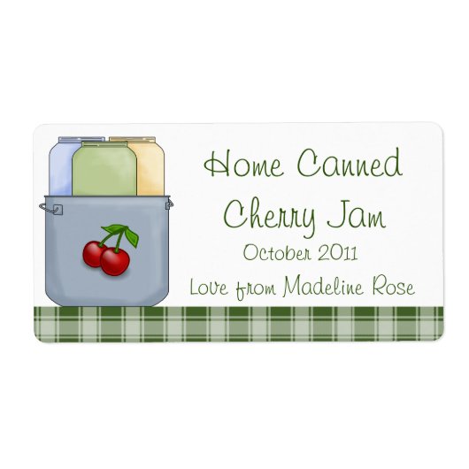 Home Ingeblikt Cherry Jam Jar Label (personalisere (Voorkant)
