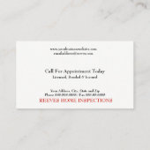 Home Inspector Visitekaartje (Achterkant)