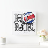 Home is Costa Rica Smiling flag Housewarming Vierkante Klok (Huis)