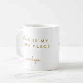 Home is Mijn Happy Place met naam Koffiemok (Voorkant links)