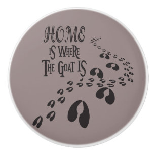 Home is Waar de Geit is Hoofprints Keramische Knop