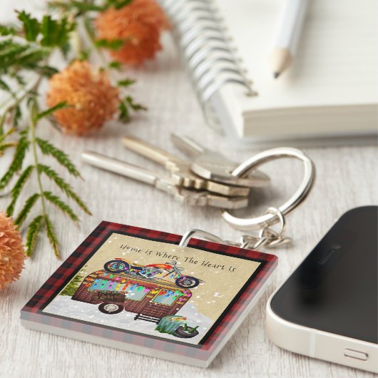 HOME IS WAAR HART IS Grappige Trailer Trash Camper Sleutelhanger (Voorkant Rechts)