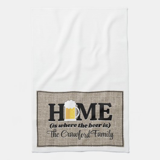 Home is waar het bier wordt gepersonaliseerd theedoek (Verticaal)