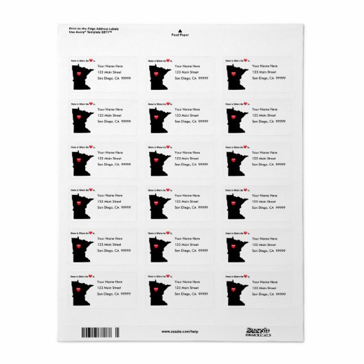 Home is Waar het Hart MINNESOTA Etiket (Full Sheet)