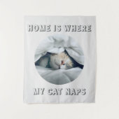Home is waar mijn kat duwt aangepaste foto wandkleed (Voorkant)