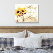 Home is waar Zonnebloem Mason Jar gewikkeld canvas (Insitu (Slaapkamer))