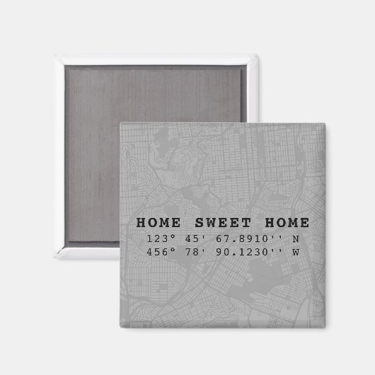 Home | Kaart en aangepaste coördinaten | Grijs Magneet (Voorkant / Achterkant)