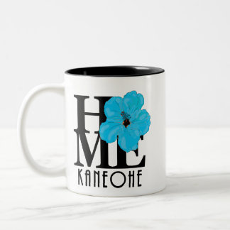HOME Kaneohe Hawaii 11oz Blue Hibiscus Tweekleurige Koffiemok