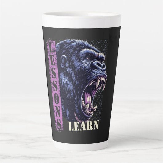 Home/Kitchen Angry Gorilla Lessons Learn Latte Mug (Devant)