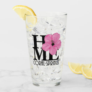HOME koraal pit roze hibiscus Glas