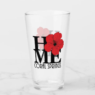 HOME koraal Rood Hibiscus Glas