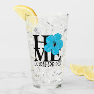 HOME koraal Springs Blue Hibiscus Glas