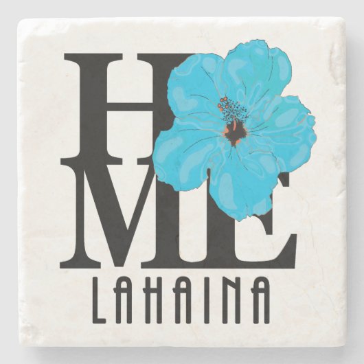 HOME Lahaina Blue Hibiscus Stenen Onderzetter (Voorkant)
