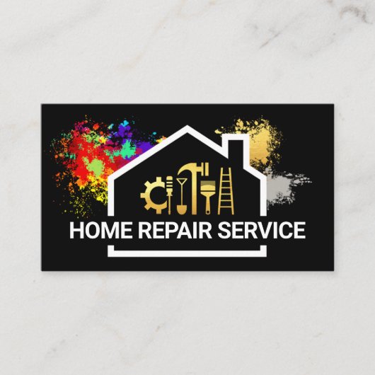 Home Lijst Verf Splatter Handyman Visitekaartje (Voorkant)