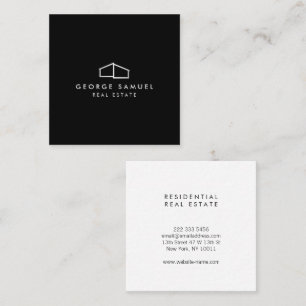 Home Logo Realtor Zwart & Wit Vierkante Visitekaartje