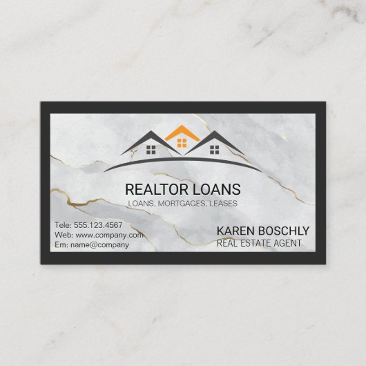 Home Logos | Zwarte marmer-grens Visitekaartje (Voorkant)