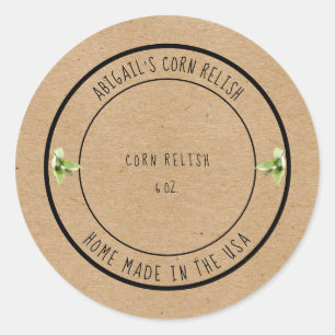 Home Made Corn Relish Foliage Custom Ronde Sticker