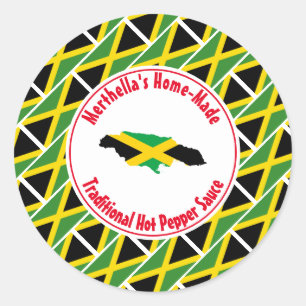 Home Made HOT PEPPER SAUCE Jamaica Vlag Ronde Sticker