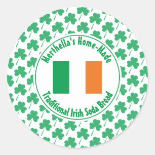 Home Made IERS SODA BROOD Ierland Vlag Shamrock Ronde Sticker