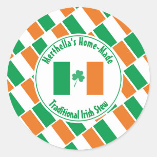 Home Made IERS STOOFPOT Ierland Vlag Shamrock Ronde Sticker