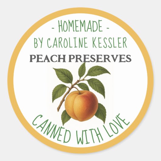 Home Made Peach Preserves Canning Label Sheet (Voorkant)