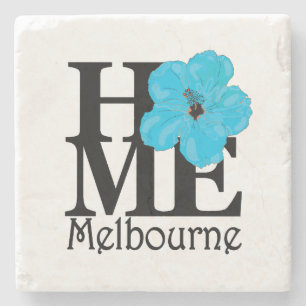 HOME Melbourne Blue Hibiscus Stenen Onderzetter