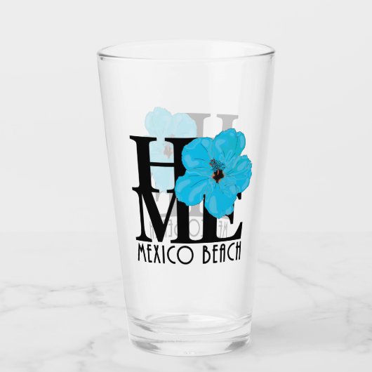 HOME Mexico Beach Florida Blue Hibiscus Glas (Voorkant)