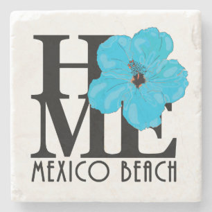 HOME Mexico Beach Florida Blue Hibiscus Stenen Onderzetter