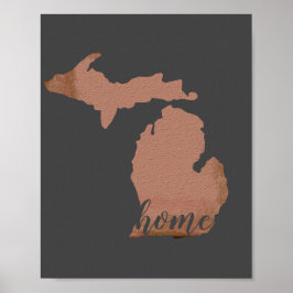 Home Michigan Silhouette Copper Gray Poster