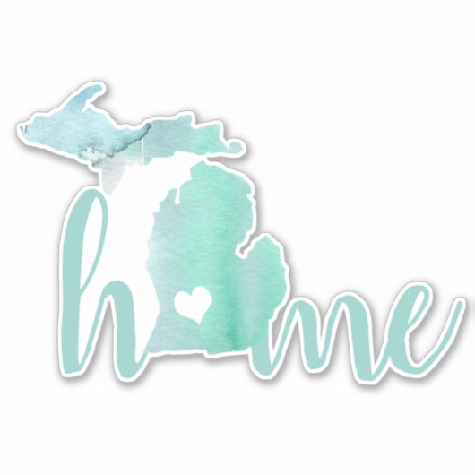 Home Michigan Waterverf Silhouette State Sticker (Voorkant)