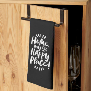 HOME mijn gelukkige plek! Lettering Elegant Black Theedoek