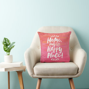 HOME mijn gelukkige plek! Plaats container - Roze Kussen