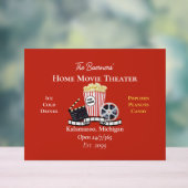 Home Movie Theater Popcorn Film Reel Acrylic Sign Acryl Bord (Neutraal)