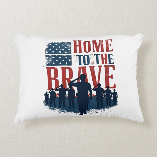 Home of the Brave Salute Tee Accent Kussen (Voorkant)