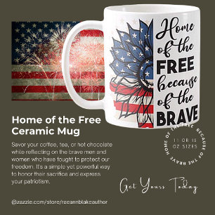 Home of the Free USA Patriotic Ceramic Mok