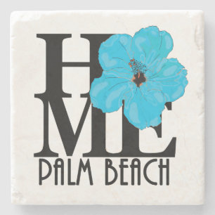 HOME Palm Beach Florida Blue Hibiscus Stenen Onderzetter