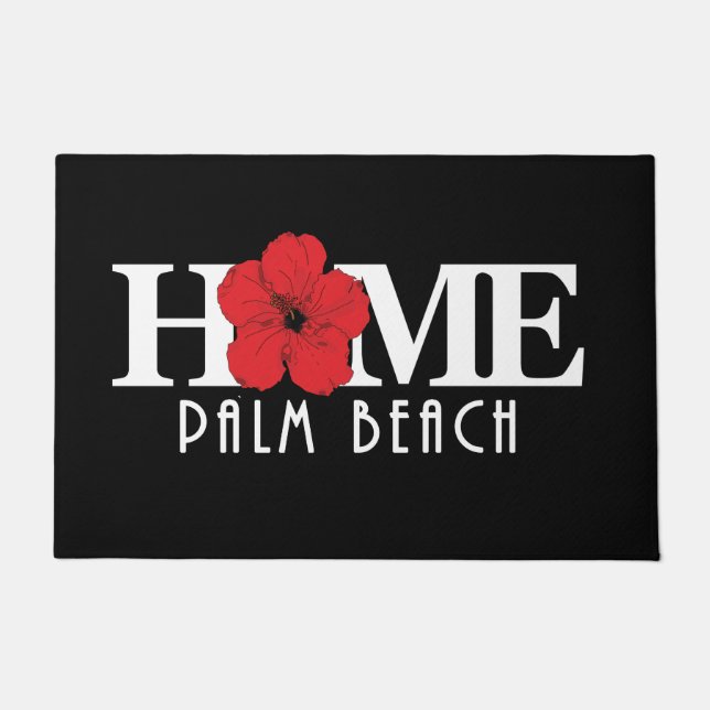 HOME Palm Beach Florida Red Hibiscus Deurmat (Voorkant)
