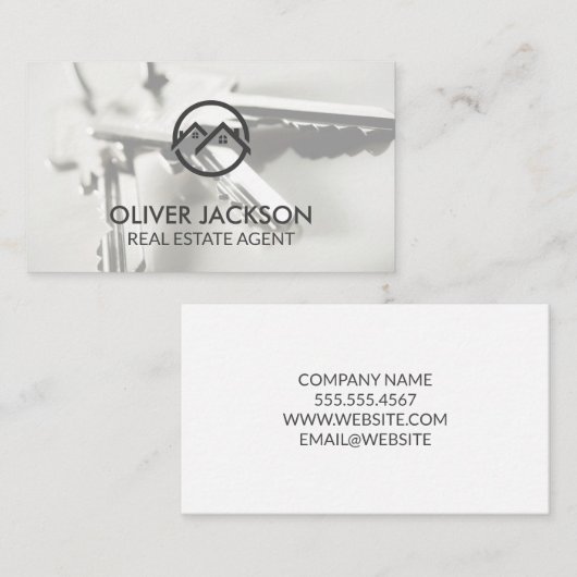 Home-pictogram Onroerend goed | Sleutels Visitekaartje (Voorkant / Achterkant)