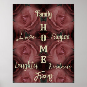 Home Red Rose Abstracte Inspirerend woorden Poster