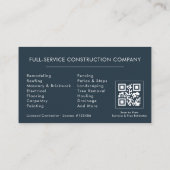 Home Repairs Contractor Blue Silver QR Code Visitekaartje (Achterkant)