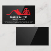 Home Reparatie Gebouwen | Zwarte glansstijl Visitekaartje (Voorkant / Achterkant)