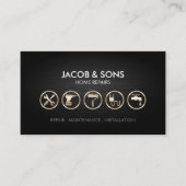 Home Reparaties Gouden Pictogrammen Metalen Grunge Visitekaartje (Voorkant)