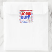 Home run Baseball Valentijnsdag Vierkante Sticker (Tas)