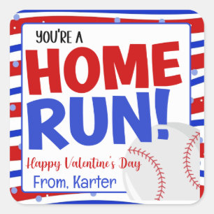 Home run Baseball Valentijnsdag Vierkante Sticker