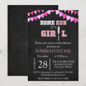 Home Run It's A Girl Baby shower Kaart (Voorkant / Achterkant)