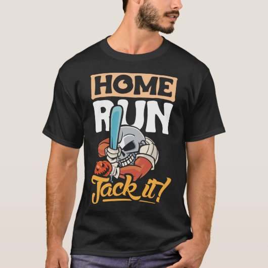 Home run jack it ontwerp honkbalspeler en honkbal t-shirt (Voorkant)