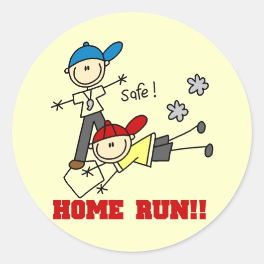 Home Run - jongens Baseball Tshirts en cadeautjes Ronde Sticker (Voorkant)