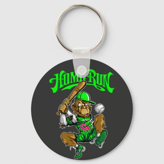 Home Run Monkey Baseball Sleutelhanger (Voorkant)