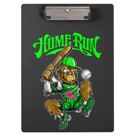 Home Run Monkey Honkbal Klembord (Voorkant)