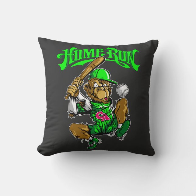Home Run Monkey Honkbal Kussen (Voorkant)